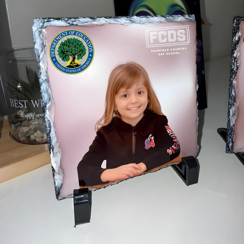 Personalized Natural Slate Photo Frame – Custom Stone Photo Gift With ...