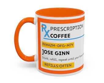 Personalisierte RX Kaffeetasse Benutzerdefinierte Name Lustige Arzt Krankenschwester Geschenk Verschreibene Stil Kaffeetasse Medizinisches Thema Geschenk für Mitarbeiter im Etikette
