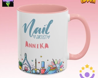 Personalized Nail Artist Mug, Custom Name Coffee Cup