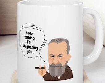 Taza de Sigmund Freud, regalo de psiquiatría, taza de café de terapeuta