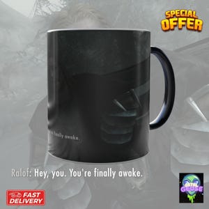 Hey You&#39;re Finally Awake Heat Color-Changing Mug , Skyrim Coffee Mug, Elder Scrolls Mug, Skyrim Magic Mug, Skyrim Gifts
