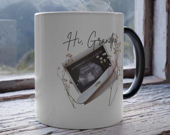 Pregnancy Reveal Mug, Grandparents Announcement, Heat Changing Cup