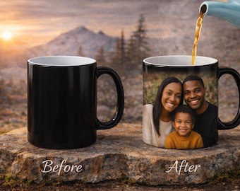 Taza mágica personalizada con foto oculta, regalo de San Valentín, taza que cambia de color, taza mágica