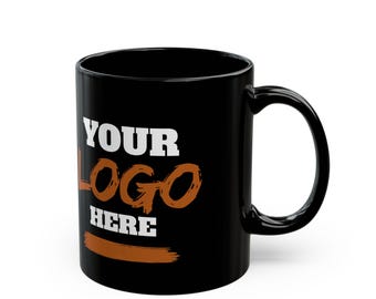 Wholesale Personalized Black Coffee Mug, Custom Text or Logo, 11oz/15oz