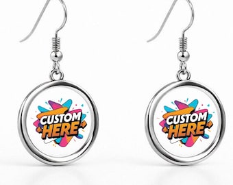 Personalisierte Foto Ohrringe Benutzerdefinierte Name und Bild Schmuck Benutzerdefinierte Porträt Ohrringe Einzigartiges Geschenk für sie Gedenkstätte Andenken Schmuck Benutzerdefinierte