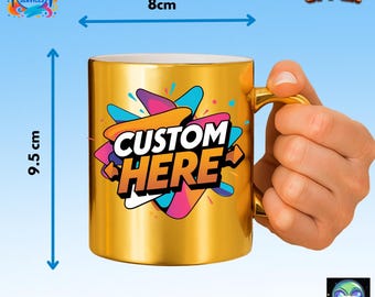 Großhandel personalisierte Metallic Goldbecher • Benutzerdefinierte Logo oder Namen Kaffeetasse