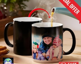 Magic Mug, Personalized Magic Mug, Personalized Hidden Message, Color Chancing Mug,  Double Sided, Photo and text Mug, Valentines Day gift