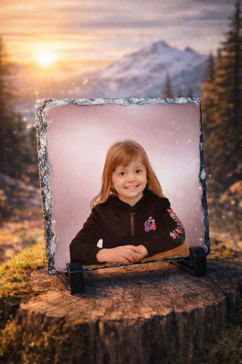 Personalized Natural Slate Photo Frame – Custom Stone Photo Gift With ...