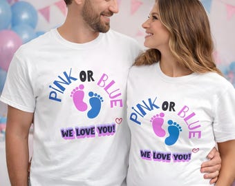 Custom Gender Reveal Shirt | Pink or Blue Pregnancy Announcement | Matching Family Baby Shower T-Shirt