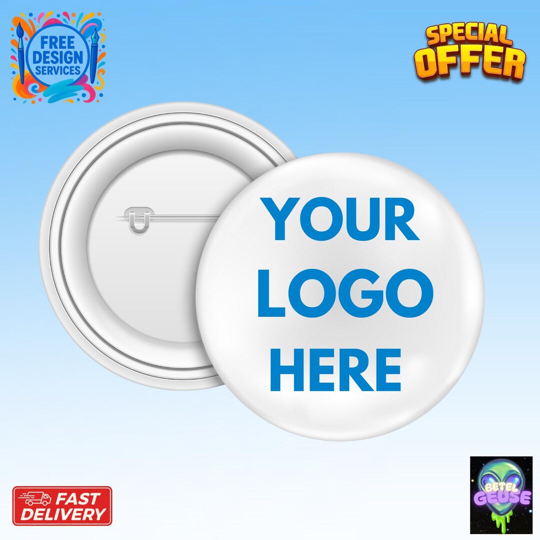 Wholesale Custom 44mm Button Badge • Personalized Photo, Text, or Logo ...