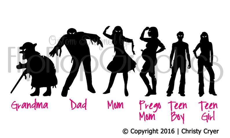 Zombie Family Sticker WITHOUT PHRASE Vinyl Graphic - Etsy