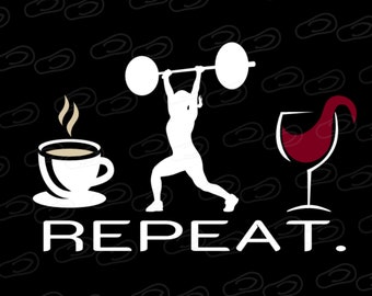Coffee LIFT Wine Repeat, Vehicle Window Sticker