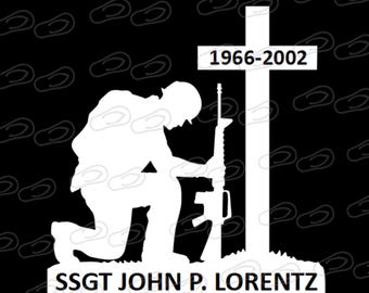 In Memory of, Soldier and Cross, Vehicle Window Sticker
