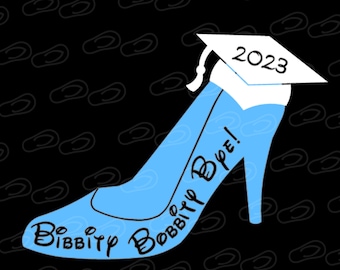 Graduation Cap Cinderella's Slipper, Vinyl Graphic Sticker