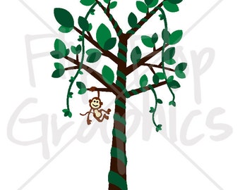 Jungle Tree with Vines Vinyl Graphics Wall Mural