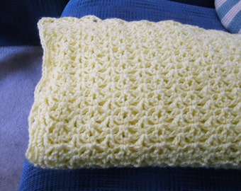 Baby Afghan in soft yellow yarn