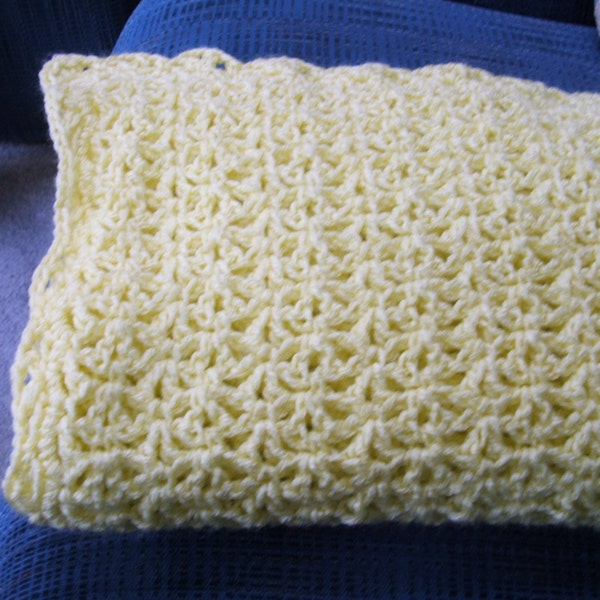 Baby Afghan in soft yellow yarn