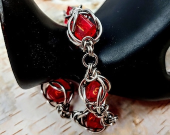 Mini Dice Bracelet: Stainless Steel Chainmaille DnD Jewelry