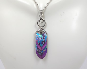 Mottled Rainbow and Pink Titanium Scale Pendant
