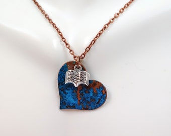 Charmed Hearts Pendants / Patina Copper Heart Pendants/ Charm Necklace