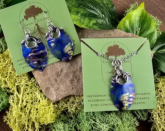 Monet's Waterlillies Scalemaille Jewelry, Earrings, Pendant, and Hair Accessories