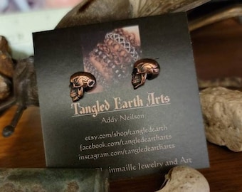 Copper Skull Earrings