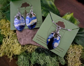 Starry Night Scalemaille Earrings and Pendant