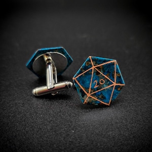Hand Engraved D20 Copper Cufflinks: Nerdy Groomsman Gift
