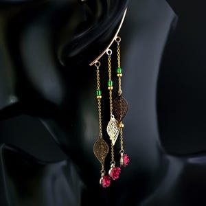 Puño de oreja de rosa: cadena de acero inoxidable, sin perforaciones