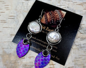 Mermaid's Treasure Earrings: Purple/Pink Titanium