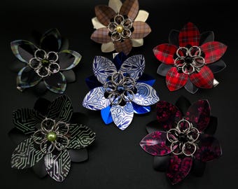 Scalemaille Flower Hair Clip: Bohemian Fantasy Accessory