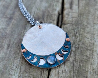 High Priestess Necklace, Moon Phase Necklace, Moon Goddess Necklace