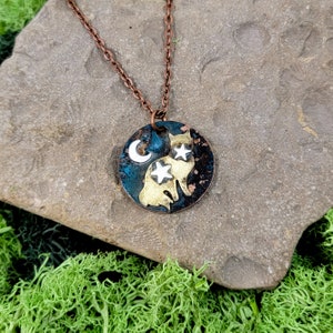 Celestial Cat Necklace, Fluffy Cat