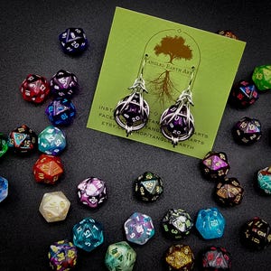 Mini D20 Chainmaille Earrings: Gamer Geek Jewelry