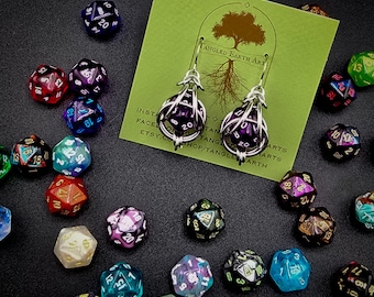 Mini D20 Chainmaille Earrings: Gamer Geek Jewelry