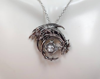 Dragon Treasure Pendant (Large) with Swarovski Crystal