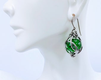 Mini D20 Earrings- Green