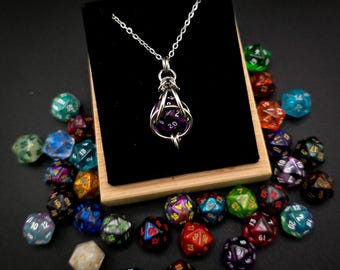 Mini D20 Chainmaille Pendant: Stainless Steel Dice Necklace