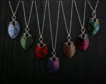 Patterned Scale Necklace and Earrings Set, Sublimation Print