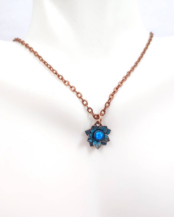 Opal Center Lotus Necklace Opal Center Lotus Necklace
