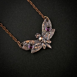 Death&#39;s Head Moth Necklace with Gemstones