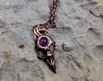 Mystical Raven Pendant with Amethyst