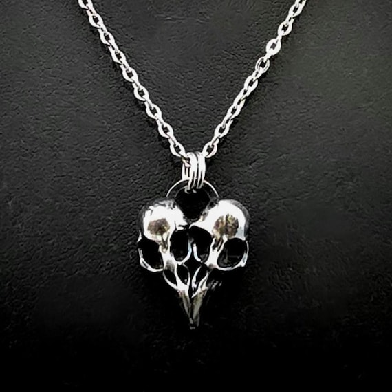 Undying Love Bird Skull Heart Necklace