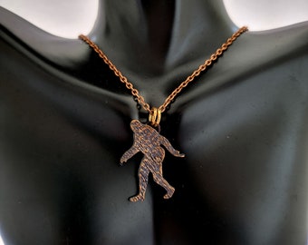 Bigfoot Pendant, Copper Cryptid Necklace