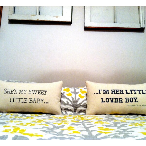 Customizable His and Hers Lyric Pillows- Stevie Ray Vaughan, Pride and Joy