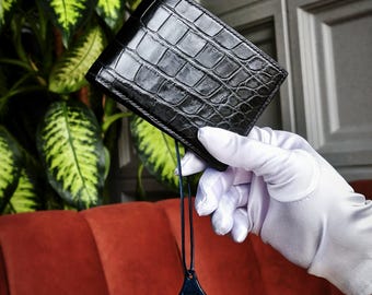 Luxury Alligator Leather Wallet. Hand Stitched.