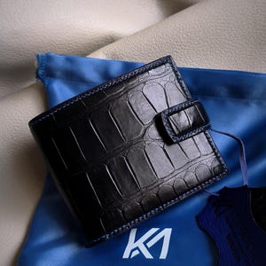 Luxus-Schwarz Alligator Classic Bifold. Echte Alligator Herren Geldbörse.