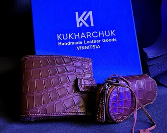 Luxury Handmade Wallet  for Men , Genuine Alligator ,Exotic Leather Wallet and Keyholder