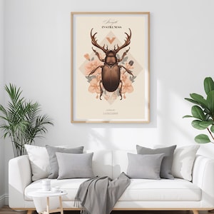 Forest Titan – Stag Beetle Printable Wall Art | Vintage Insect Poster | Digital Download | 5 Sizes Included