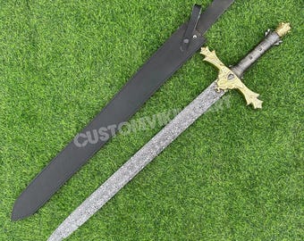 革製の鞘が付いた手作りのエクスカリバーのレプリカ剣 - Etsy 日本